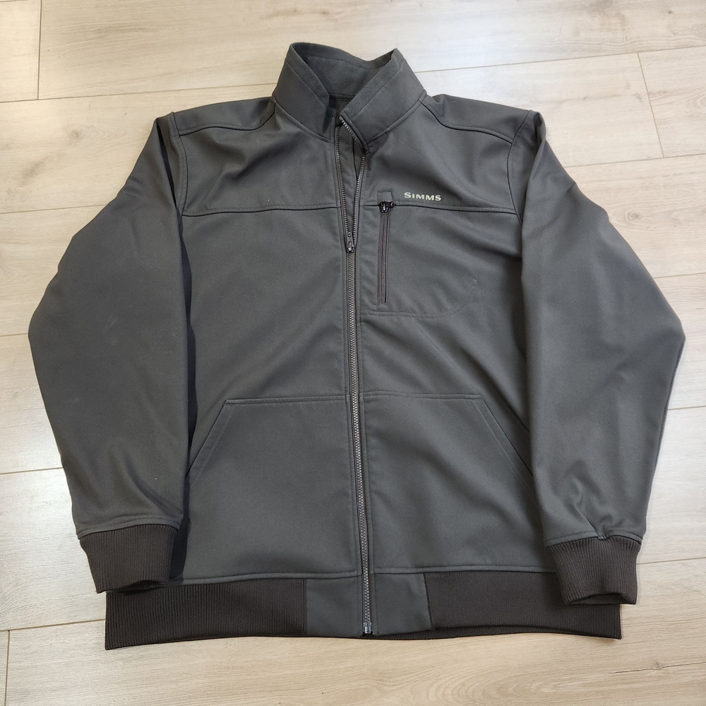 Simms Guide Series Jacket Mens 2XL Gray Softshell Full Zip Lined Fishing Pockets